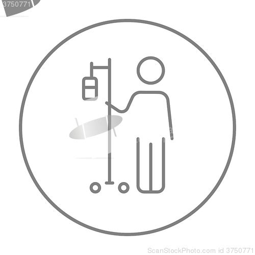 Image of Patient standing with intravenous dropper line icon.