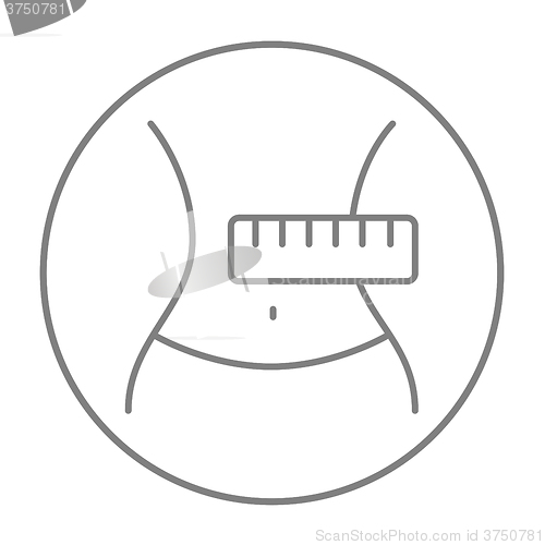 Image of Waist with measuring tape line icon.