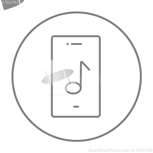 Image of Phone with musical note line icon.