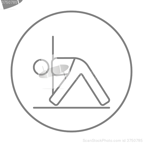 Image of Man practicing yoga line icon.