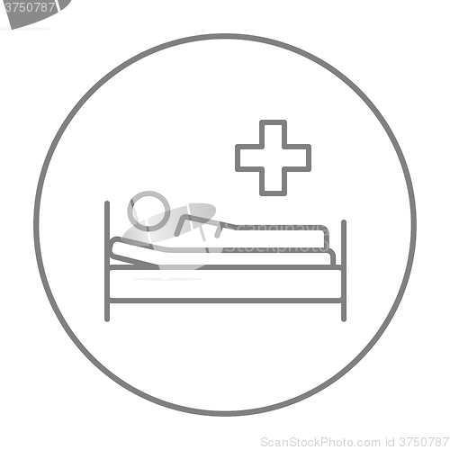 Image of Patient lying on bed line icon.