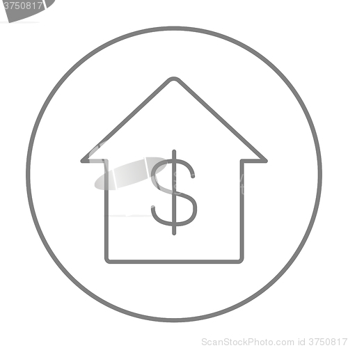 Image of House with dollar symbol line icon.