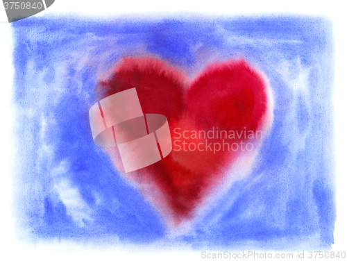 Image of Bright abstract heart on blue background