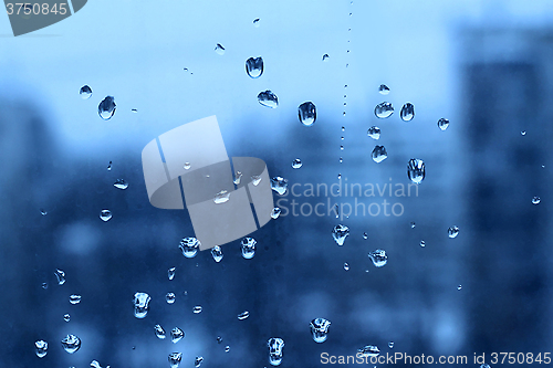 Image of Water drops on turbid window glass