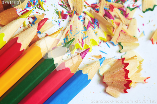 Image of Colored pencils and trash