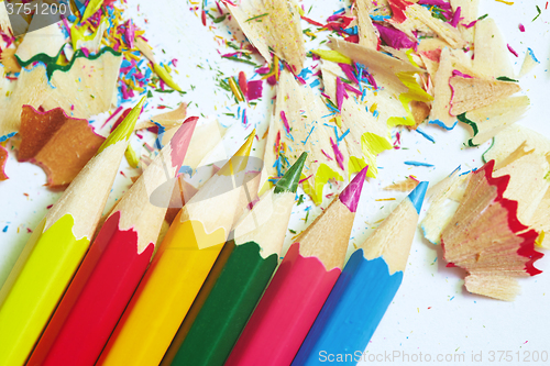 Image of Colored pencils and trash