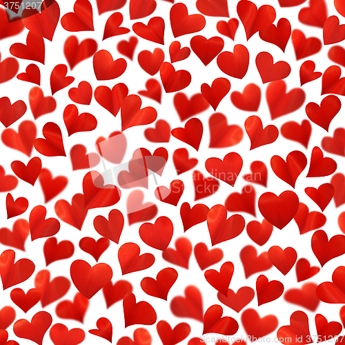 Image of Background with red hearts in 3D, Valentine card, birthday card, isolated on white background 