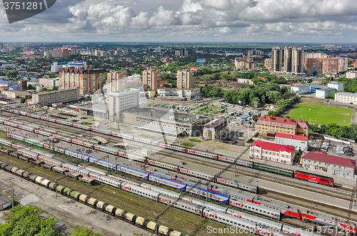 Image of Tyumen train station. Aerial view. Russia