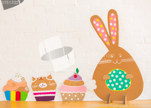 Image of Decoration for Easter. Rabbit of cardboard 