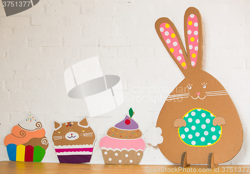 Image of Decoration for Easter. Rabbit of cardboard 