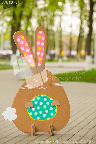 Image of Decoration for Easter. Rabbit of cardboard 