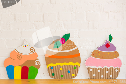 Image of colored cakes handmade of paper 