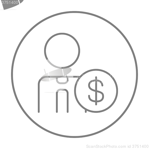 Image of Man with dollar sign line icon.