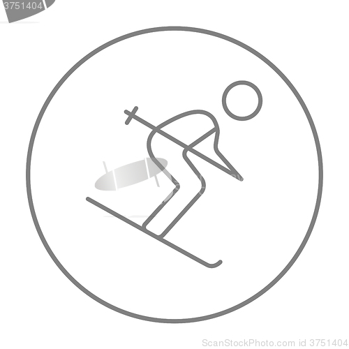 Image of Downhill skiing line icon.