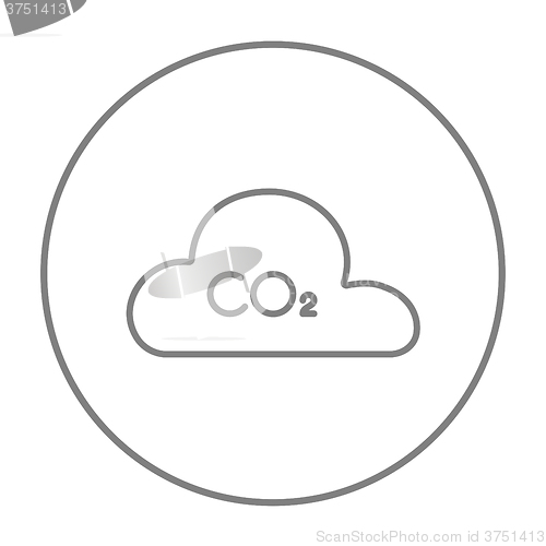 Image of CO2 sign in cloud line icon.