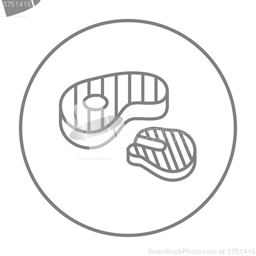 Image of Grilled steak line icon.