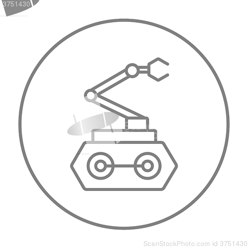 Image of Industrial mechanical robot arm line icon.