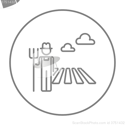 Image of Farmer with pitchfork line icon.