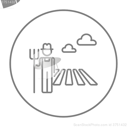 Image of Farmer with pitchfork line icon.