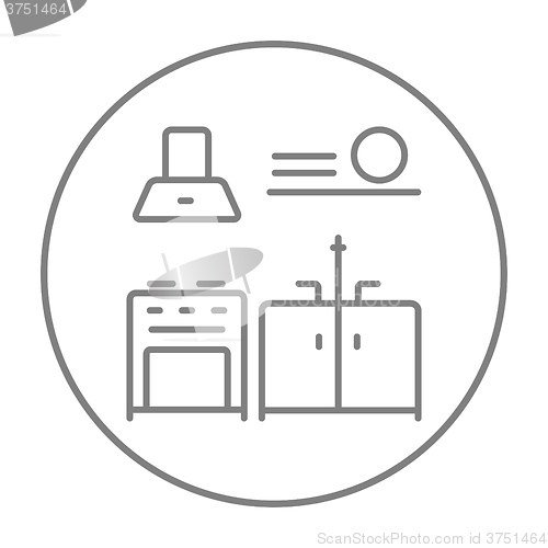Image of Kitchen interior line icon.