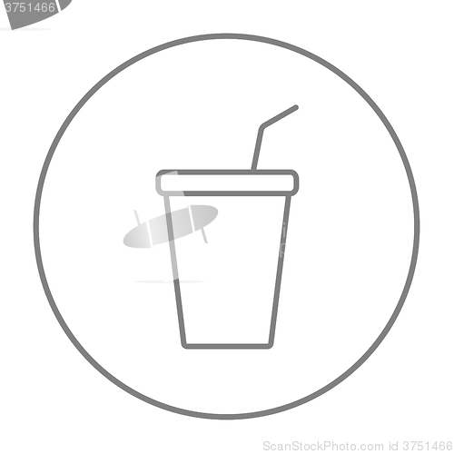 Image of Disposable cup with drinking straw line icon.