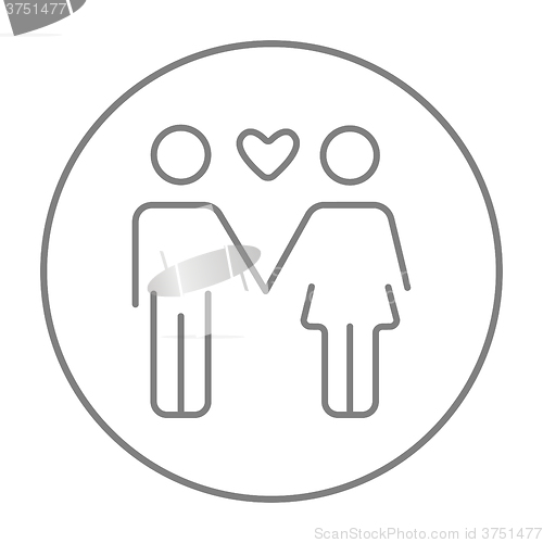 Image of Couple in love line icon.