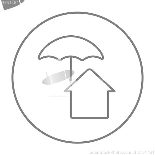 Image of House under umbrella line icon.