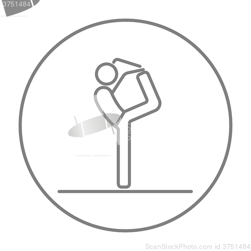 Image of Man practicing yoga line icon.