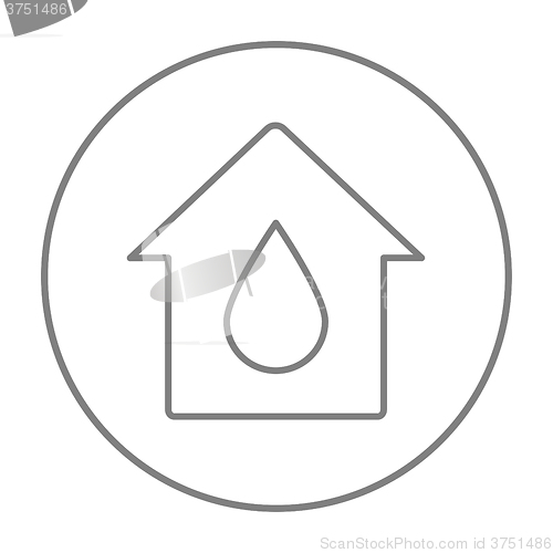 Image of House with water drop line icon.