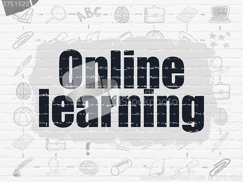Image of Education concept: Online Learning on wall background