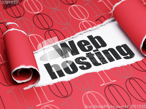 Image of Web design concept: black text Web Hosting under the piece of  torn paper