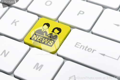 Image of News concept: Anchorman on computer keyboard background