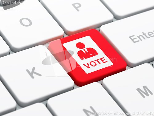 Image of Politics concept: Ballot on computer keyboard background