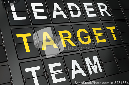Image of Finance concept: Target on airport board background