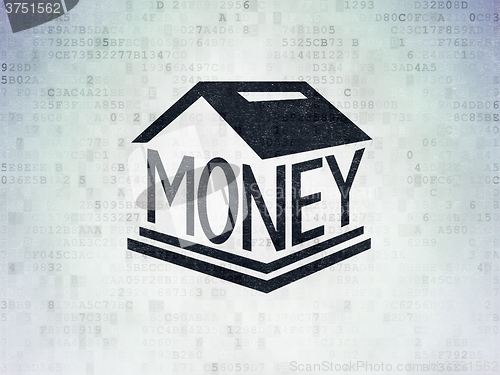 Image of Currency concept: Money Box on Digital Paper background