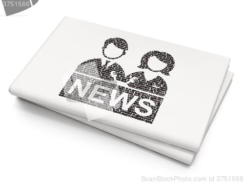 Image of News concept: Anchorman on Blank Newspaper background