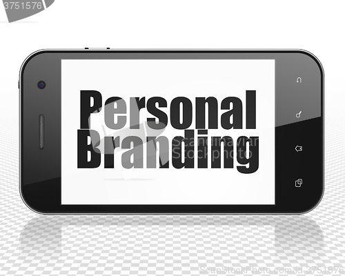 Image of Marketing concept: Smartphone with Personal Branding on display