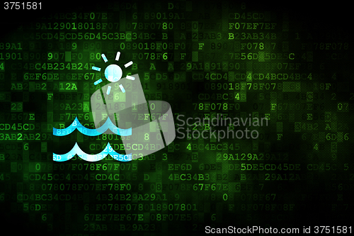 Image of Vacation concept: Beach on digital background