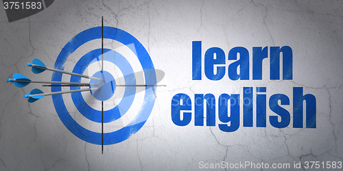 Image of Learning concept: target and Learn English on wall background