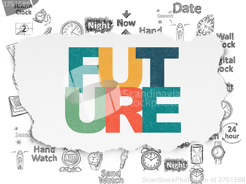 Image of Timeline concept: Future on Torn Paper background