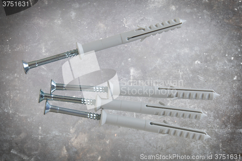 Image of Heavy duty screws with plastic dowel, isolated