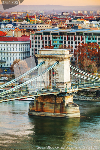 Image of Szechenyi Chain Bridge in Budapest, Hungary