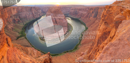 Image of Panoramic overview of Horseshoe Bend near Page, Arizona