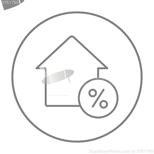 Image of House with discount tag line icon.