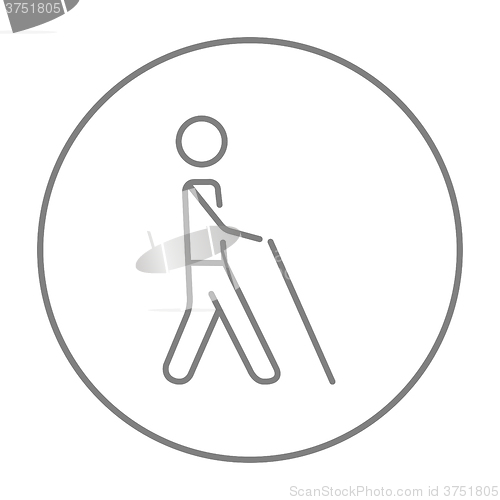 Image of Blind man with stick line icon.