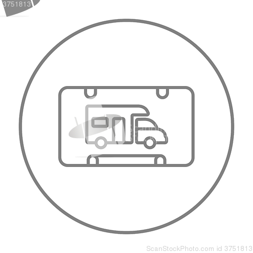 Image of RV camping sign line icon.