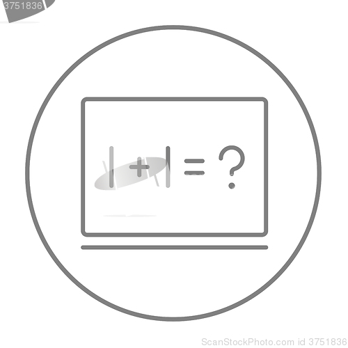 Image of Maths example written on blackboard line icon.