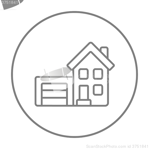 Image of House with garage line icon.