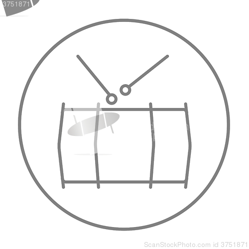 Image of Drum with sticks line icon.