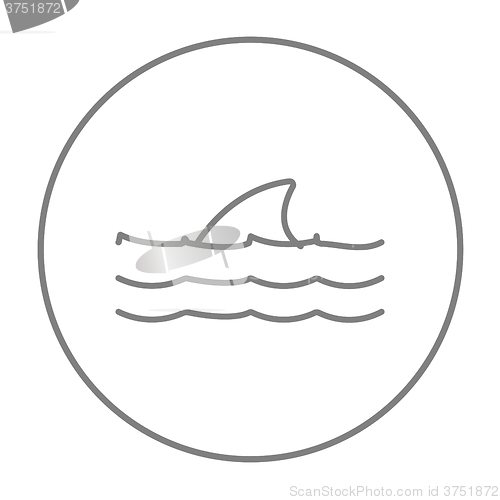 Image of Dorsal shark fin above water line icon.